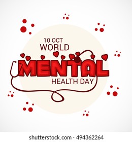 Vector illustration of a Colorful text with Beautiful Background for World Mental Health Day.
