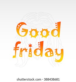 Vector illustration of colorful text for Good Friday with background.
