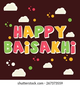 Vector illustration of colorful text for Happy Baisakhi.