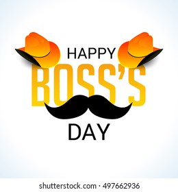 Vector illustration of a Colorful Text with Mustache Background for Boss's Day.