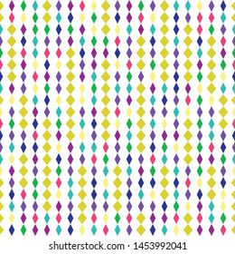 vector illustration. colorful tiny diamonds with big golden diamonds stripes seamless repeat pattern.
