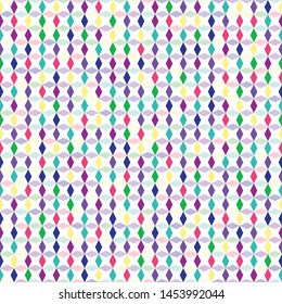 vector illustration. colorful tiny diamonds stripes and check seamless repeat pattern.
