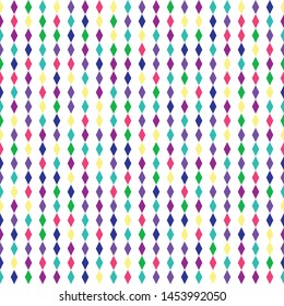 vector illustration. colorful tiny diamonds vertical stripes seamless repeat pattern.