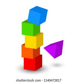 Vector illustration of colorful tower collapse