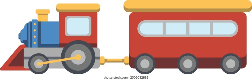 Vector Illustration of a Colorful Toy Train Chugging Along