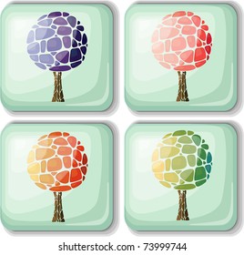 Vector illustration of colorful tree badge.