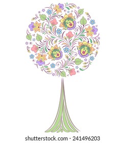 Vector illustration of colorful tree on white background