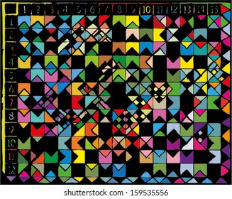 Vector illustration of colorful triangle tribal African background / texture. Abstract hand drawn.