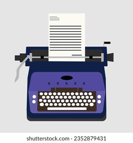 vector illustration of a colorful  typewriter with paper. Can use it for advertising, banner, card, etc.