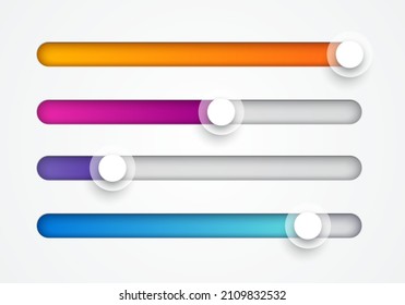 Vector Illustration Colorful UI Switch Slider Or Loading Bar Set svg