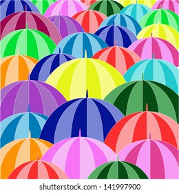 Vector illustration of colorful umbrellas background