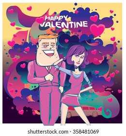 Vector illustration colorful valentine greeting card