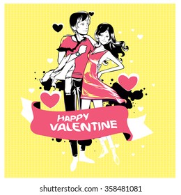 Vector illustration colorful valentine greeting card