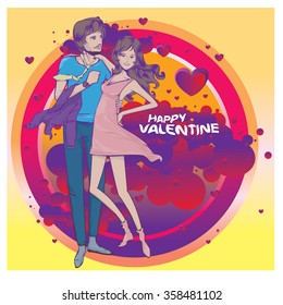 Vector illustration colorful valentine greeting card