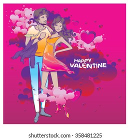 Vector illustration colorful valentine greeting card