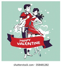 Vector illustration colorful valentine greeting card