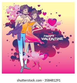 Vector illustration colorful valentine greeting card