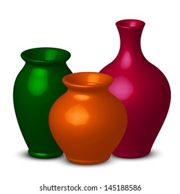 Vector illustration of colorful vases