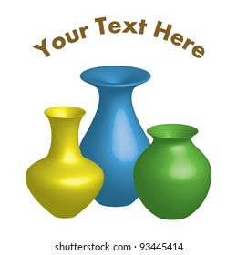 Vector illustration of colorful vases