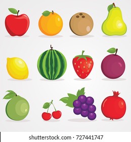 Vector illustration of colorful vegetables, fruits and organic food.