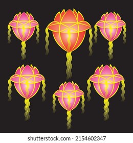 Ilustración vectorial de la colorida linterna de Vesak