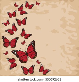 vector illustration of colorful vintage butterflies