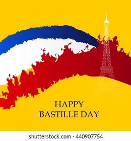 Vector illustration of colorful wave background for France Bastille Day.