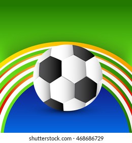 Vector illustration of a colorful wave Brazil Soccer background with Soccer Ball.