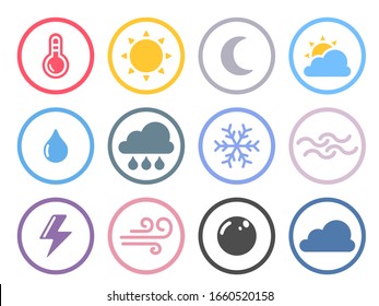 Vector illustration of colorful weather button icons
