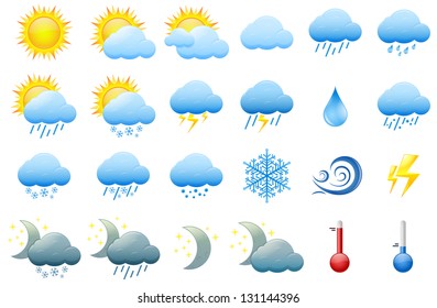 Vector illustration of colorful weather icons