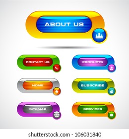 vector illustration of colorful web button for different purpose