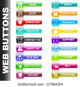 vector illustration of colorful web button for different purpose