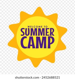 Vector illustration of colorful Welcome to Summer Camp text on transparent background
