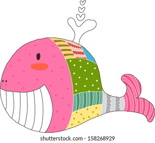 Vector illustration of a colorful whale