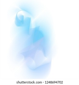 Vector illustration of a colorful wireframe structure formed by the interweaving of smoothly curved lines against white background. A complex plexus backdrop.