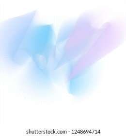 Vector illustration of a colorful wireframe structure formed by the interweaving of smoothly curved lines against white background. A complex plexus backdrop.