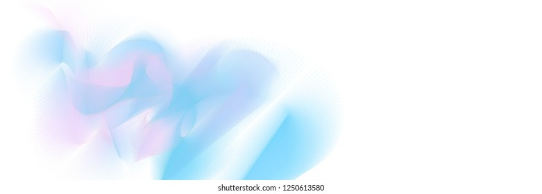 Vector illustration of a colorful wireframe structure formed by the interweaving of smoothly curved lines against white background. A complex plexus backdrop.