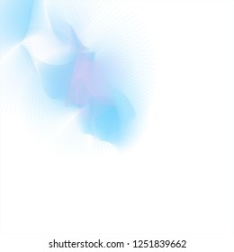 Vector illustration of a colorful wireframe structure formed by the interweaving of smoothly curved lines against white background. A complex plexus backdrop.