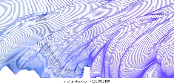 Vector illustration of a colorful wireframe structure formed by the interweaving of smoothly curved lines. A complex plexus backdrop. The image format is suitable for printing on a mug.