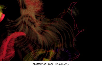 Vector illustration of a colorful wireframe structure formed by the interweaving of smoothly curved lines. A complex plexus backdrop resembling a fractal pattern. Crazy art concept.