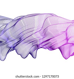 Vector illustration of a colorful wireframe structure formed by the interweaving of smoothly curved lines. A complex plexus backdrop.
