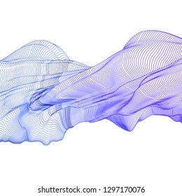 Vector illustration of a colorful wireframe structure formed by the interweaving of smoothly curved lines. A complex plexus backdrop.