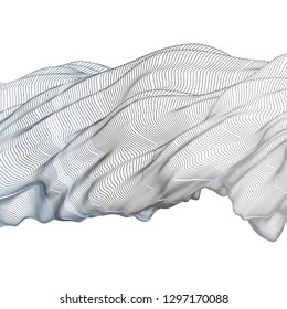 Vector illustration of a colorful wireframe structure formed by the interweaving of smoothly curved lines. A complex plexus backdrop.