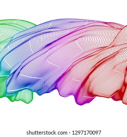 Vector illustration of a colorful wireframe structure formed by the interweaving of smoothly curved lines. A complex plexus backdrop.