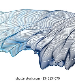 Vector illustration of a colorful wireframe structure formed by the interweaving of smoothly curved lines against white background. A complex plexus backdrop.