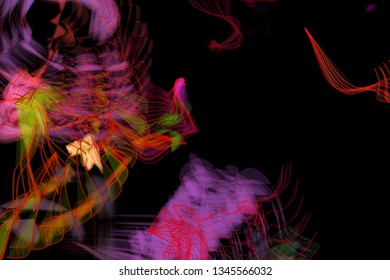 Vector illustration of a colorful wireframe structure formed by the interweaving of smoothly curved lines. A complex plexus backdrop resembling a fractal pattern. Crazy art concept.