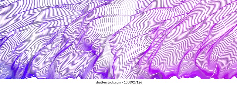 Vector illustration of a colorful wireframe structure formed by the interweaving of smoothly curved lines against white background. A complex plexus backdrop.