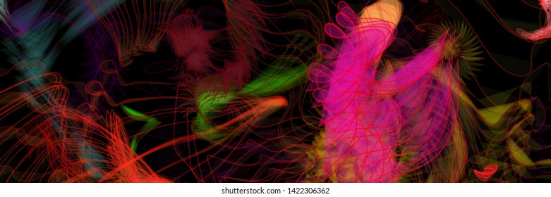 Vector illustration of a colorful wireframe structure formed by the interweaving of smoothly curved lines. A complex plexus backdrop resembling a surrealistic pattern. Crazy art concept.