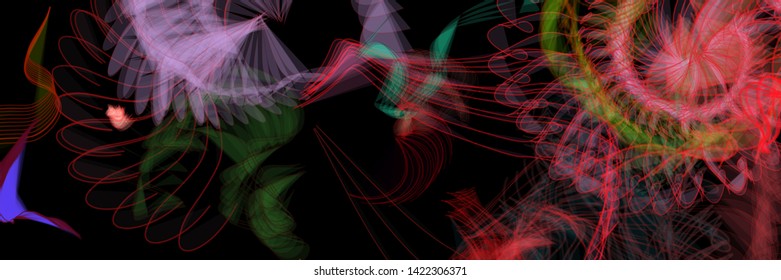 Vector illustration of a colorful wireframe structure formed by the interweaving of smoothly curved lines. A complex plexus backdrop resembling a surrealistic pattern. Crazy art concept.