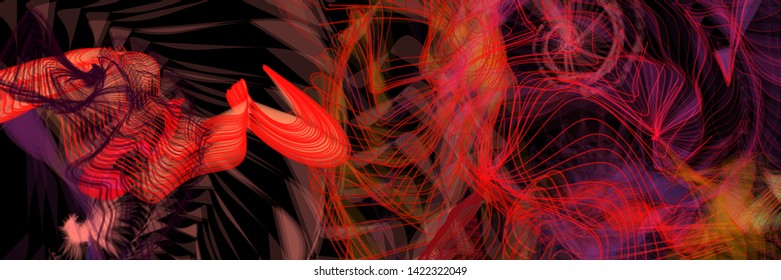 Vector illustration of a colorful wireframe structure formed by the interweaving of smoothly curved lines. A complex plexus backdrop resembling a surrealistic pattern. Crazy art concept.